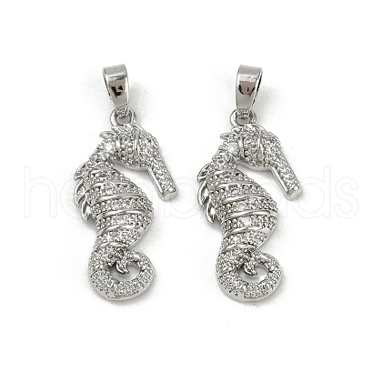 Brass Micro Pave Cubic Zirconia Pendants KK-C093-14P-1