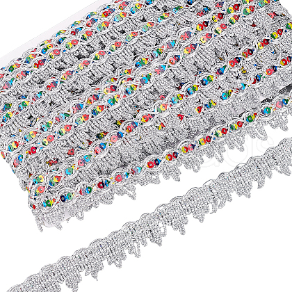 Sparkle Polyester Lace Ribbon OCOR-WH0080-34D-1