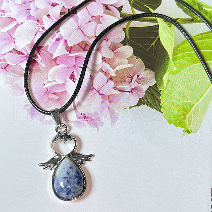 Angel Wings Crystal Teardropt Pendant Necklaces CI6428-10-1