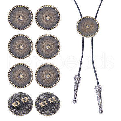 CHGCRAFT 8Pcs Alloy Blank Bolo Tie Round Slider Pack FIND-CA0009-18AB-1