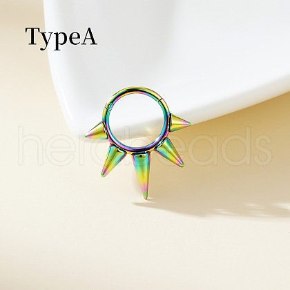 316 Surgical Stainless Steel Spike Hoop Nose Rings WG34C30-34-1