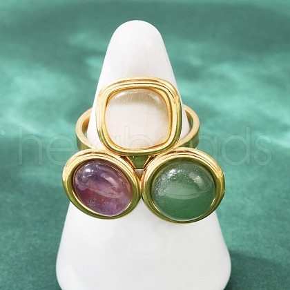304 Stainless Steel Adjustable Cuff Rings RJEW-S629-05G-1
