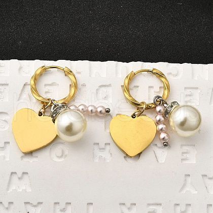 304 Stainless Steel Plastic Imitation Pearl Hoop Earrings EJEW-D308-06PG-1