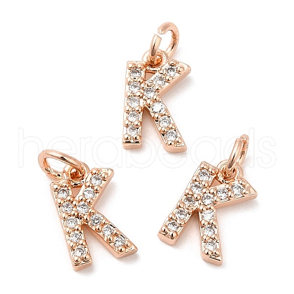 Brass Micro Pave Grade AAA Cubic Zirconia Charms ZIRC-P067-11RG-K-NR-1