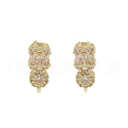 Brass Micro Pave Clear Cubic Zirconia Stud Earring Findings KK-C107-06G-1