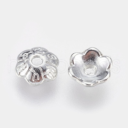 6-Petal Tibetan Style Alloy Flower Bead Caps TIBE-S220-P-RS-1