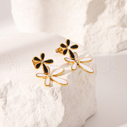 Stylish Flower Stainless Steel Dangle Stud Earrings TE8091-1