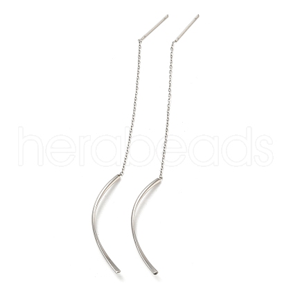 304 Stainless Steel Curved Bar Dangle Stud Earring Findings STAS-Q310-01P-1