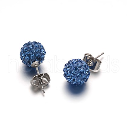 Polymer Clay Rhinestone Ball Stud Earrings EJEW-F0083-01N-1