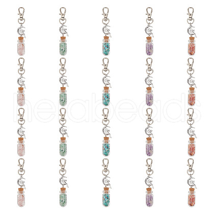 Gemstone Chip Beads Wishing Bottle Pendant Decorations HJEW-GO00035-1