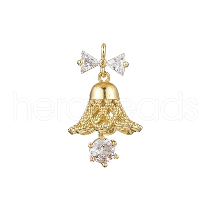 Rack Plating Brass with Cubic Zirconia Pendants KK-Q010-08G-1