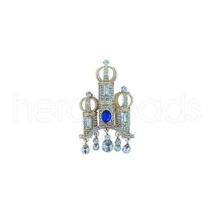 Vintage Castle Alloy Rhinestone Brooches for Backpack Clothes PW-WG64365-02-1