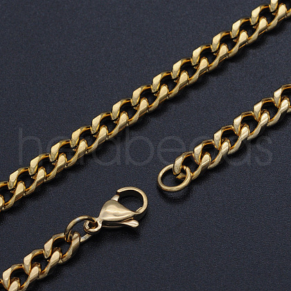 Men's Vacuum Plating 201 Stainless Steel Cuban Link Chain Necklaces NJEW-T012-04B-66-G-1