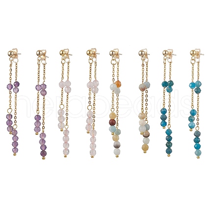 Natural Mixed Stone Ear Studs EJEW-JE05945-1