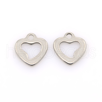 Tarnish Resistant 304 Stainless Steel Open Heart Charms STAS-J014-02-1