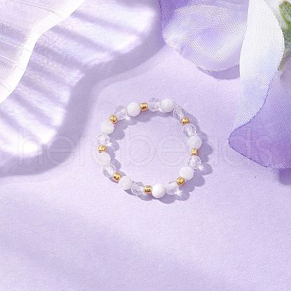 Natural Moonstone Beaded Stretch Rings RJEW-JR00867-08-1