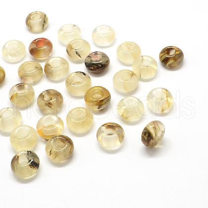 Watermelon Stone Glass European Large Hole Beads G-Q442-04-1