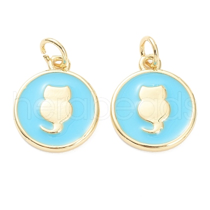 Brass Enamel Pendants ZIRC-J041-02B-1