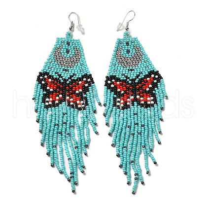 Bohemia Woven Glass Seed Bead Dangle Earrings EJEW-A046-02A-1