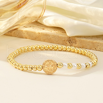 Round Brass Beads Stretch Bracelets KC1604-1