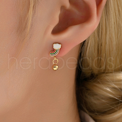 Fashionable Classic Versatile Rainbow with Round Stainless Steel Stud Earrings NE2607-1