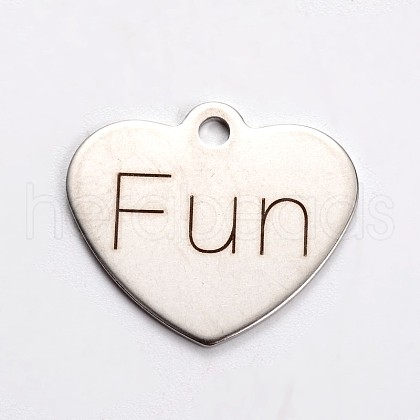 Non-Tarnish Stainless Steel Heart Pendants STAS-L165-C15-1
