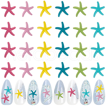 60Pcs 6 Colors Starfish Iron Alloy Cabochon MRMJ-WH20004-09A-1