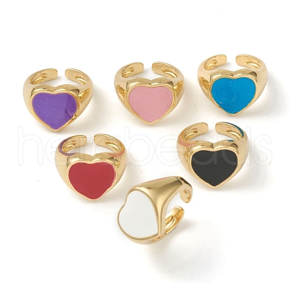 Brass Enamel Cuff Rings RJEW-H546-04-1