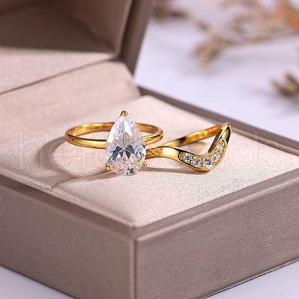 925 Sterling Silver Pave Cubic Zirconia Stackable Finger Rings Sets for Women VY9224-4-1