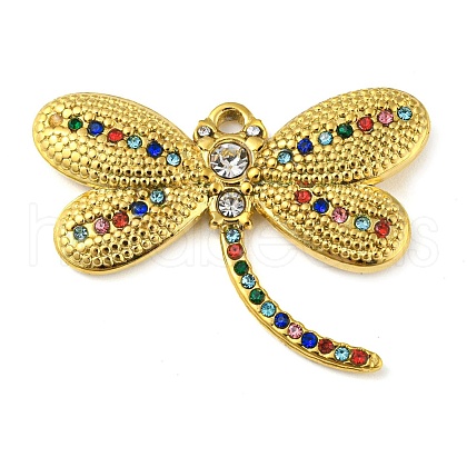 Ion Plating(IP) Real 18K Gold Plated 304 Stainless Steel Rhinestone Pendants STAS-P341-05G-02-1