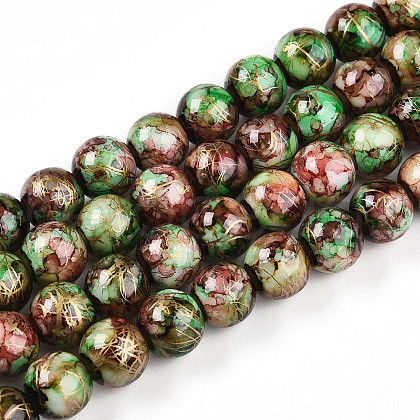 Baking Painted Glass Beads Strands X1-DGLA-N003-10mm-B07-1