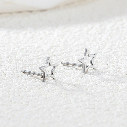 Stainless Steel Hollow Star Stud Earrings EH5151-1