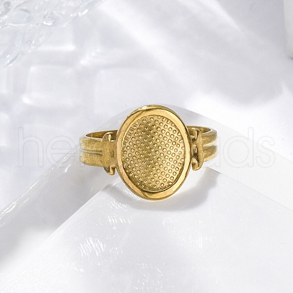 Oval 304 Stainless Steel Open Cuff Rings for Women RJEW-M019-26G-1