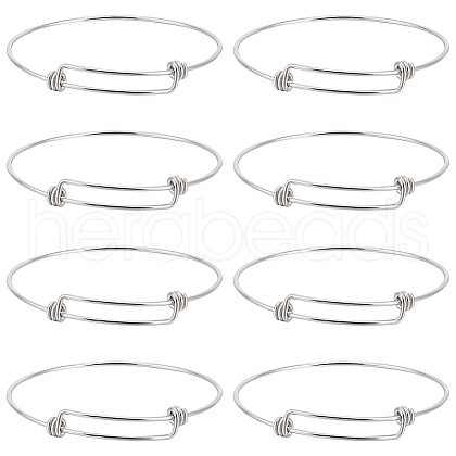 Beebeecraft 10Pcs Adjustable 304 Stainless Steel Bangles Making  MAK-BBC0001-16-1