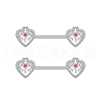 304 Stainless Steel Micro Pave Violet Cubic Zirconia Nipple Rings WGA4B87-02-1
