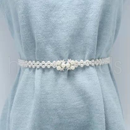 White Plastic Imitation Pearl Beaded Belly Chains WG08E5B-08-1