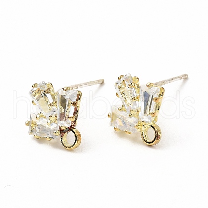 Brass Micro Pave Clear Cubic Zirconia Stud Earring Findings ZIRC-K087-17G-1