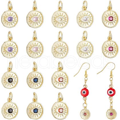 HOBBIESAY 16Pcs 8 Colors Brass Micro Pave Cubic Zirconia Pendants KK-HY0001-39-1