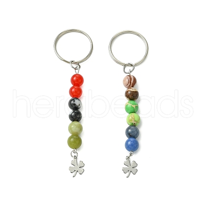 2Pcs Natural Gemstone Keychain KEYC-JKC01171-1