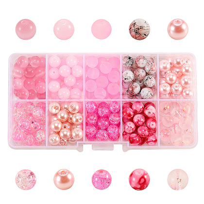 200Pcs 10 Styles DIY Glass Round Beads Sets DIY-CJ0001-95-1