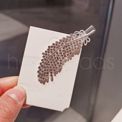 Feather Alloy Rhonestone Alligator Hair Clips PW-WGAADAB-02-1