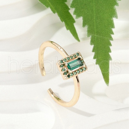 Brass Micro Pave Cubic Zirconia Cuff Rings RJEW-S400-10G-1