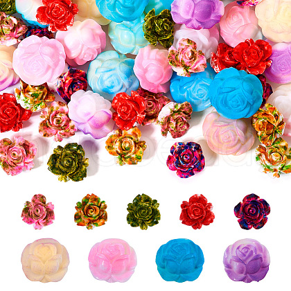  54Pcs 9 Styles Opaque Resin Beads RESI-TA0003-10-1
