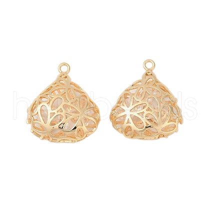 Brass with Clear Cubic Zirconia Pendants KK-G532-22G-1