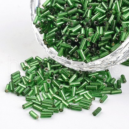 Silver Lined Round Hole Glass Bugle Beads SEED-I001-27B-1