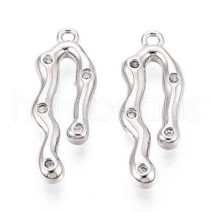 Brass Micro Pave Clear Cubic Zirconia Pendants KK-N267-07P-1