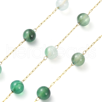 Ion Plating(IP) 304 Stainless Steel with Dyed & Heated Natural Agate Chains CHS-E030-05G-1