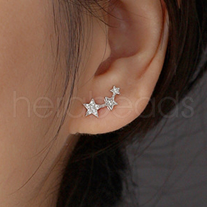 S925 Sterling Silver Star Stud Earrings LM4337-2-1