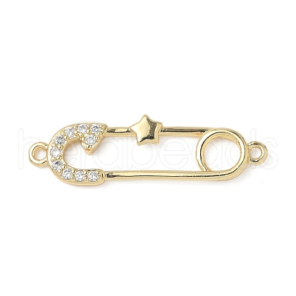 Brass Micro Pave Cubic Zirconia Connector Charms KK-Q091-03G-1