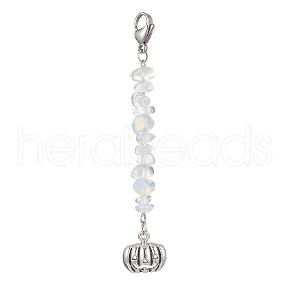Halloween Pumpkin Alloy Pendant Decorations HJEW-JM02073-04-1